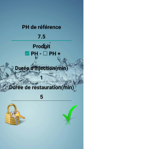 Domo pH : ecran de parametrage Domo pH : ecran de parametrage